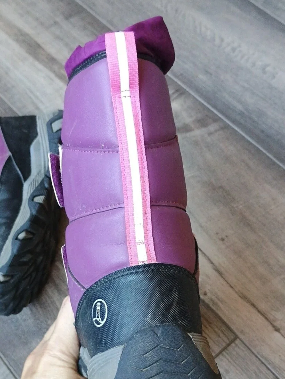 Lands' End Kids Purple Winter Boots with Velcro Straps